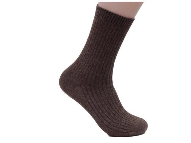 Lian LifeStyle Men's 1 Pair Ultralight Wool Crew Socks Breathable For All-Season & Weather FS03 Size 6-9(Brown)
