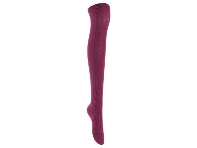 Lian LifeStyle Women's 5 Pairs Adorable Comfortable Soft Thigh High Over Knee High Cotton Socks Size 6-9 L1024 (Wine)