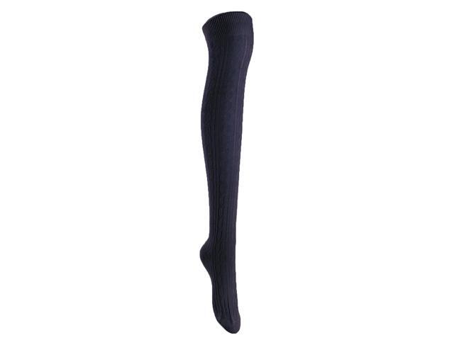 Lian LifeStyle Women's 3 Pairs Adorable Comfortable Soft Thigh High Over Knee High Cotton Socks Size 6-9 L1024(Navy)