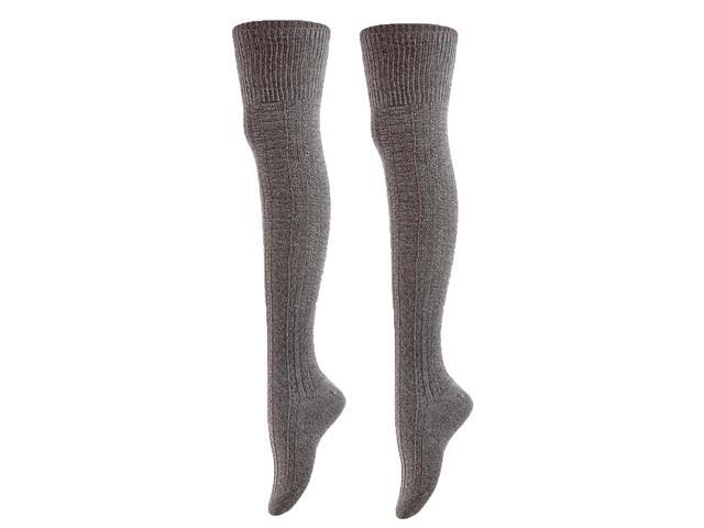 Meso Big Girl's Women's 2 Pairs Awesome Thigh High Cotton Socks, Comfortable, Soft and Super Durable M1025 6-9 2p-08 (Dark Grey)