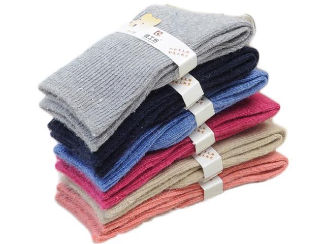 Meso 6 Pairs Stretchy Wool Socks for Kids All-Season Children's Sturdy and Thermal Toddler Socks Plain CGF Size 0M-1Y...