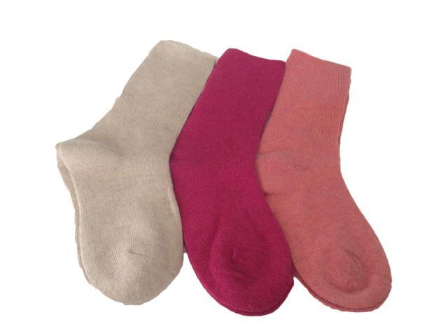 Meso 6 Pairs Unisex Stretchy Wool Socks for Kids All-Season Children's Sturdy and Thermal Toddler Socks Plain CGF Size 0M-1Y (Rose, Orange, Beige)