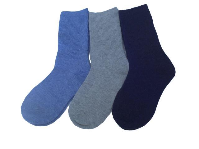 Meso 6 Pairs Unisex Stretchy Wool Socks for Kids All-Season Children's Sturdy and Thermal Toddler Socks Plain CGF Size 0M-1Y (Blue, Gray, Navy)