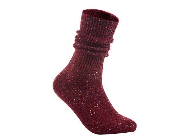 Lian LifeStyle Non Slip, Exceptional, Cozy and Cool Big Girl's Women 3 Pairs Knee High Wool Crew Socks HR1412 Size 6-9(Wine)