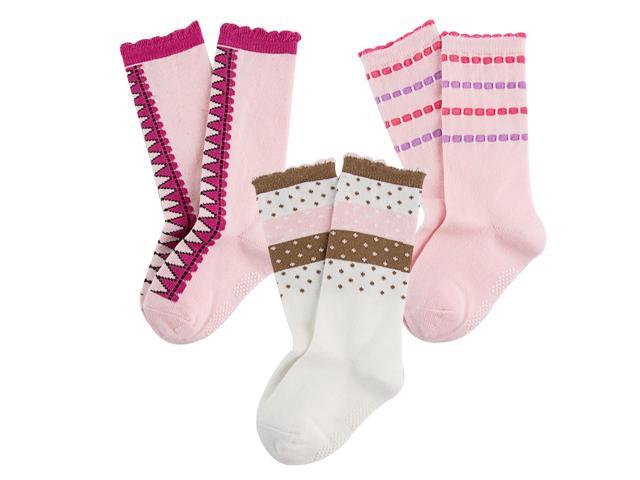 Lian LifeStyle Durable & Top Quality Baby Girl's 3 Pair Cotton Socks Lightweight & Effective Crew Socks- Sweat Absorbent ZM05 Size 1Y-3Y