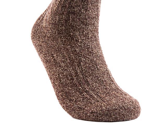 Lian LifeStyle Perfect Fit Women's 6 Pairs Wool Crew Socks For Healthy Feet. Cozy, Cute, and Comfortable Size 6-9 HR1613(Brown)