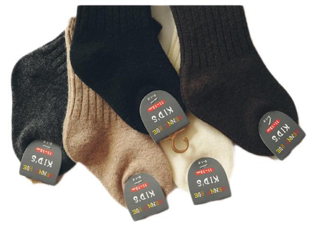 Lian LifeStyle Fascinating Children 6 Pairs Knee High Wool Socks Comfortable and Health Focused Size XS(11-13cm/0Y-2Y) HR1618 Coffee