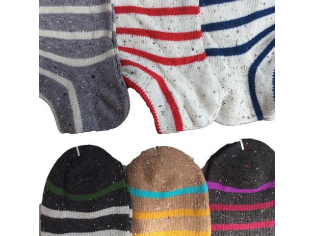 Lian LifeStyle Light & Comfy Women's 6 Pairs Low Cut Cotton Socks Striped For an All Day Comfortable Feel Size (6-9) Random