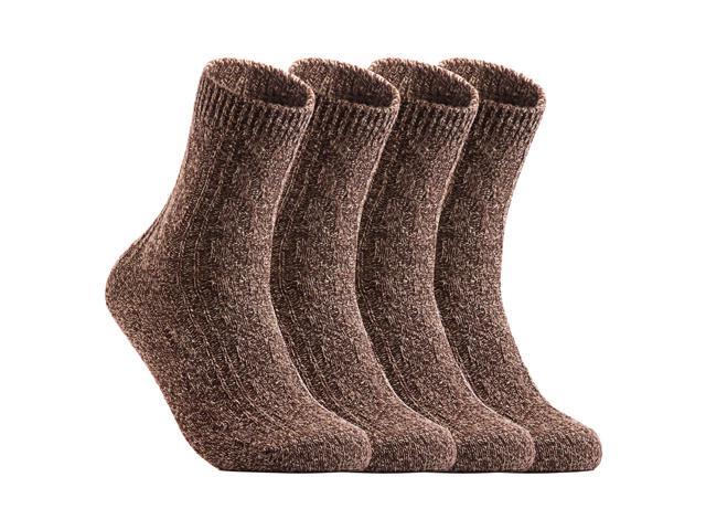 Lian LifeStyle Perfect Fit Women's 6 Pairs Wool Crew Socks For Healthy Feet. Cozy, Cute, and Comfortable Size 6-9 HR1613(Brown)