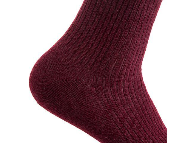 Lian LifeStyle Perfect Fit, Cozy, and Cute Women's 4 Pairs Wool Crew Socks With a Wide Range of Colors and Style LHR1612 (Wine)