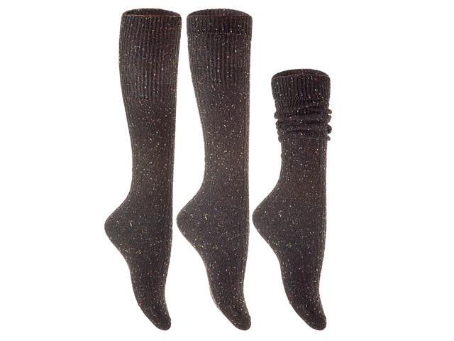 Lian LifeStyle Exceptional Women's 1 Pair Knee High Wool Boots Socks Non-Slip, Cozy and Cool Size 6-9 HR1412(Wine)