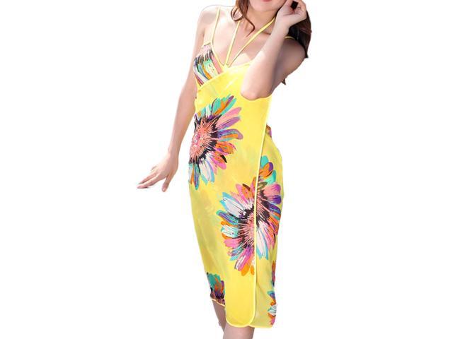 Lian LifeStyle Sexy Women's Fabulous Bathing Suit Cover Ups Beachwear Suit. Attractive Swimwear Dress- A Beach Apparel (Yellow)