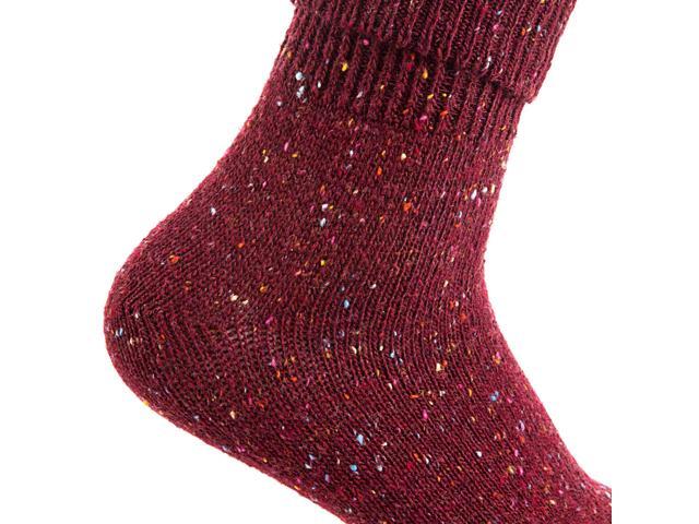 Lian LifeStyle Non Slip, Exceptional, Cozy and Cool Big Girl's Women 3 Pairs Knee High Wool Crew Socks HR1412 Size 6-9(Wine)