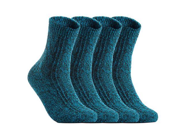 Lian LifeStyle Big Girl's Women's 6 Pairs Supersoft, Fuzzy and Cozy Wool Blend Crew Socks Suitable as an Active Wear Size 6-9 HR1613(Blue)