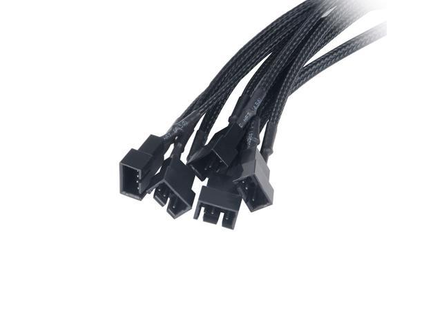 Sleeved SATA Power to 5x 4-pin TX4 PWM Splitter Fan Power Adapter Converter Cable with one 4in Female Header to Mohterboard for RPM Feedback & PWM...