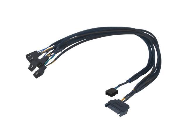 Sleeved SATA Power to 5x 4-pin TX4 PWM Splitter Fan Power Adapter Converter Cable with one 4in Female Header to Mohterboard for RPM Feedback & PWM...