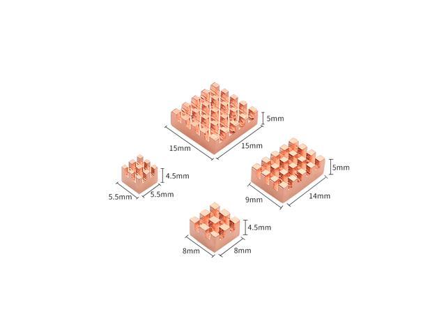 Raspberry Pi 4 Model B Heat Sink Copper Heatsink Kit Passive Cooling Pad Heat Dissipation Radiator for Raspberry Pi 4