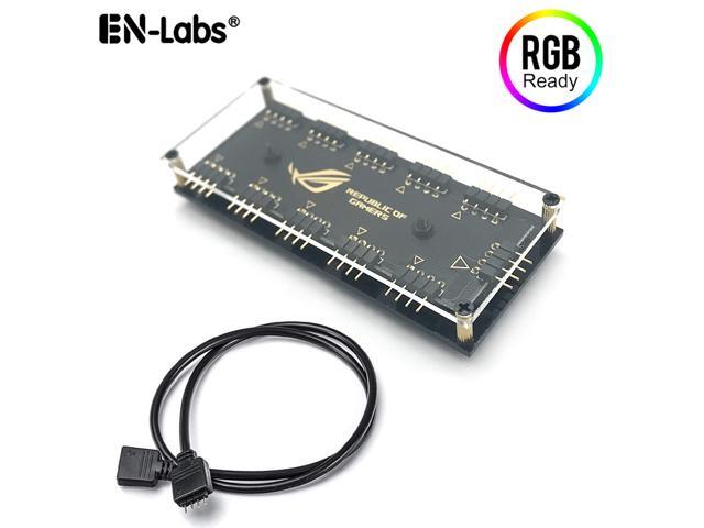12V 4-pin RGB 10 Ports Hub Splitter w/ PMMA Case, ASUS AURA SYNC RGB Adapter for GIGABYTE MSI ASRock RGB LED Strip Lighting,Fans & Cooler- 1FT...