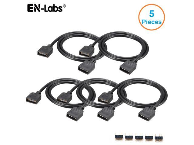 EnLabs 5V 3pin ARGB Female to Female 3 Pin Extension Connector Cord Wire for PC RGB Fan Cooler & 5050 3528 LED Light Strips-1.64FT - 5 Pack