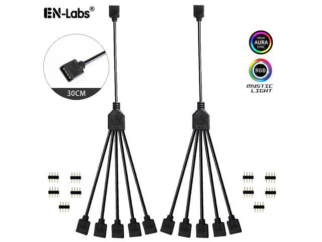 EnLabs 2 Pack 1-to-5 12V 4Pins RGB Splitter Y Cable,LED Strip RGB Case Fans 5 Way RGB Hub Compatible with ASUS Aura Sync / Gigabyte RGB Fusion /...