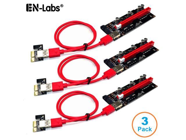 3-Packs PCIe Riser Cable 1X to 16X Graphics Extension for GPU Mining Powered Riser Adapter Card, 60cm USB 3.0 Cable,PCI Express X1 to X16 GPU...