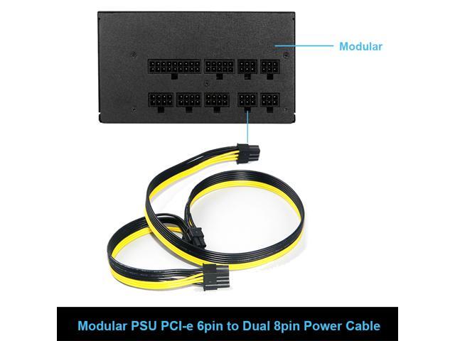 Modular PSU Cable GPU 6Pin to 2 PCIe 8 Pin 6+2pin Vidoe Card 6P to Dual 8P Splitter Ribbon Power Cable(50CM+20CM) for Cooler Master Silent,PCIe 6...