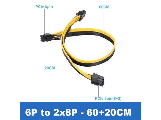 EnLabs PCIE6P28PSPL6020 PCIe 6pin to 8pin(6+2) Male to Male PCI-E Power Splitter Cable (60CM+20CM) for GPU Power Supply Breakout Board Adapter for...