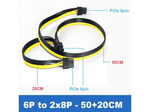Modular PSU Cable GPU 6Pin to 2 PCIe 8 Pin 6+2pin Vidoe Card 6P to Dual 8P Splitter Ribbon Power Cable(50CM+20CM) for Cooler Master Silent,PCIe 6...