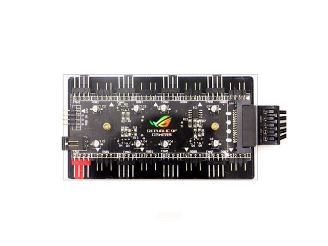 2-in-1 PWM & ARGB 5V Addressable RGB Controller Hub 8 Ports 12V 4Pin Fan & 5V 3Pin AURA Adapter with PMMA Case and Magnetic Standoff for Cooling...