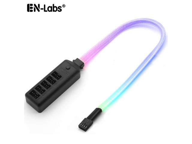 5 Port 1X5 PWM 4-pin Fan Hub Splitter Adapter w/ LED RGB Light Cable,PC Case Fan Extension Power Cable for 12V 3Pin / 4Pin fan (3 pin Fan Run in...