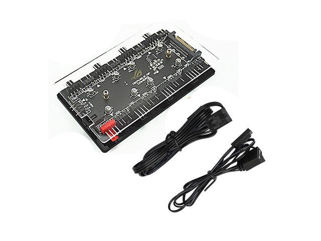 2-in-1 PWM & ARGB 5V Addressable RGB Controller Hub 8 Ports 12V 4Pin Fan & 5V 3Pin AURA Adapter with PMMA Case and Magnetic Standoff for Cooling...