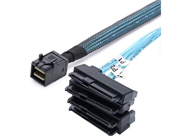 SFF-8643 to SFF-8482 Cable, Internal HD Mini SAS SFF8643 Host to 4 X 29 Pin SFF8482 Target Adapter Cord with SATA 15 Pin Power Port,1.6FT