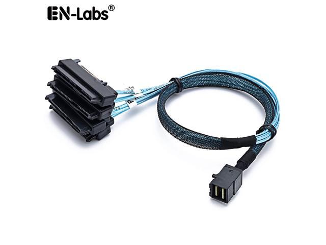 SFF-8643 to SFF-8482 Cable, Internal HD Mini SAS SFF8643 Host to 4 X 29 Pin SFF8482 Target Adapter Cord with SATA 15 Pin Power Port,1.6FT