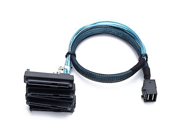 SFF-8643 to SFF-8482 Cable, Internal HD Mini SAS SFF8643 Host to 4 X 29 Pin SFF8482 Target Adapter Cord with SATA 15 Pin Power Port,1.6FT