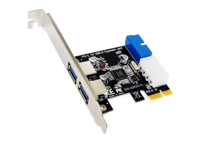 4 Port PCIE PCI-e to USB 3.0 (2 x Type A+ 20 Pin Internal) Expansion Card Hub Controller PCI Express Card Adapter w/ Molex Power