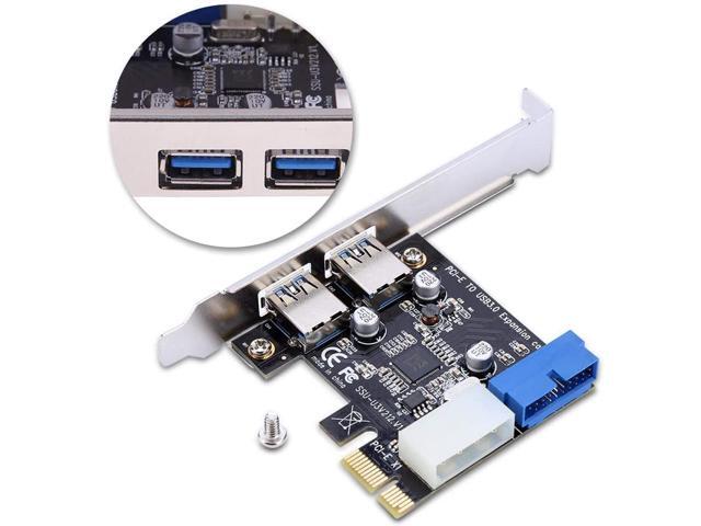 PCIe to USB 3.0 Card w/ 3.5' Front Panel 2 Ports USB 3.0, PCI-E Express to 4 USB3 (2 USB-A+20Pin to 2 Port Floppy Bay Hub) Expansion-Molex 4Pin