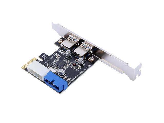 PCIe to USB 3.0 Card w/ 3.5' Front Panel 2 Ports USB 3.0, PCI-E Express to 4 USB3 (2 USB-A+20Pin to 2 Port Floppy Bay Hub) Expansion-Molex 4Pin