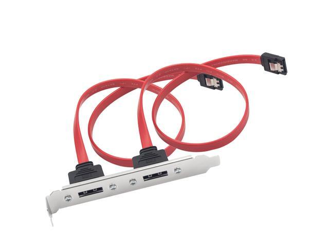 SATA to eSATA Cable Adapter w/ PCI Slot Cover Plate Full Profile Bracket,Dual Ports External SATA 6Gbps eSATA to Motherboard SATA Cord-18 inches,Red