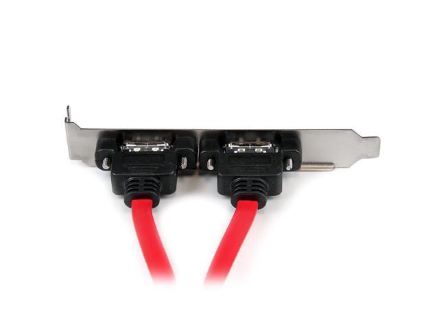 SATA to eSATA Cable Adapter w/ PCI Slot Cover Plate Full Profile Bracket,Dual Ports External SATA 6Gbps eSATA to Motherboard SATA Cord-18 inches,Red