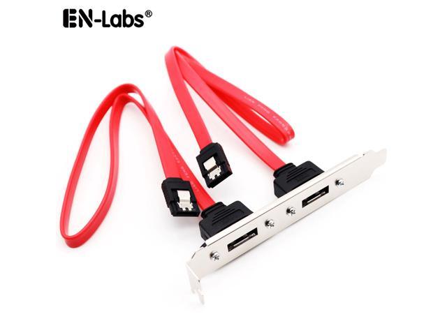 SATA to eSATA Cable Adapter w/ PCI Slot Cover Plate Full Profile Bracket,Dual Ports External SATA 6Gbps eSATA to Motherboard SATA Cord-18 inches,Red