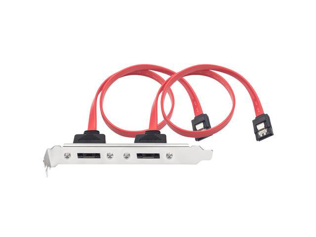 SATA to eSATA Cable Adapter w/ PCI Slot Cover Plate Full Profile Bracket,Dual Ports External SATA 6Gbps eSATA to Motherboard SATA Cord-18 inches,Red
