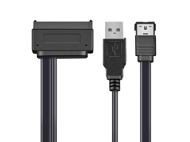 USB Powered eSATA Data to 2.5'' Hard Disk Drive SATA 22Pin SSD Adapter Cable for Laptop PC - 1.64FT