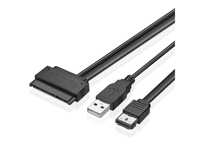 USB Powered eSATA Data to 2.5'' Hard Disk Drive SATA 22Pin SSD Adapter Cable for Laptop PC - 1.64FT