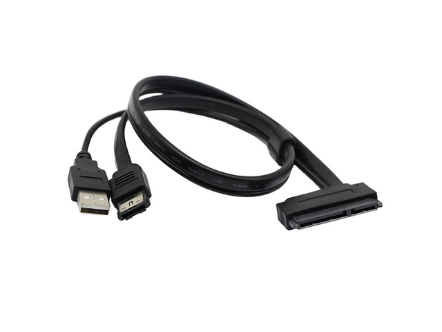 USB Powered eSATA Data to 2.5'' Hard Disk Drive SATA 22Pin SSD Adapter Cable for Laptop PC - 1.64FT
