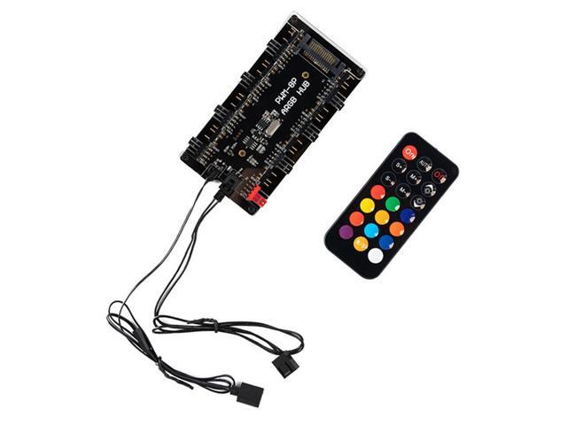 2-in-1 PWM & ARGB Controller Hub 8 Ports 12V 4Pin Fan & 5V 3Pin AURA Wireless IR Remote Adapter with PMMA Case and Magnetic Standoff for Cooling...