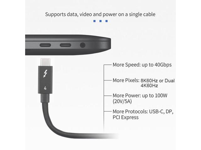 Thunderbolt 4 Cable Compatible USB 4.0,40Gbps Data Transfer,100W PD Charging Support 8K@60Hz or 2X 4K@60Hz Video, Compatible with Thunderbolt 4/3,...