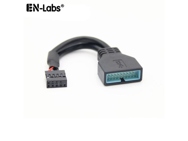 EnLabs ADUSB20M29F Motherboard USB 2.0 9Pin to USB 3.0 20pin Adapter Coverter Cable - USB 2.0 9pin Female to USB 3.0 20pin Male- Black