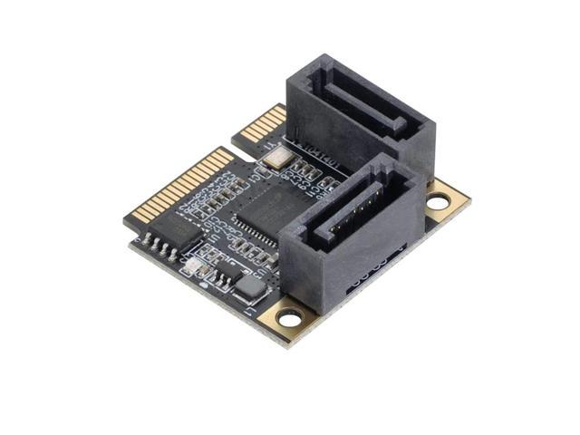 Mini PCIe to 2 Ports SATA III Adapter Converter,Low Profile Dual SATA Mini PCI Express Half Size Extension Controller Card for SATA 3.0 Hard Drive,...