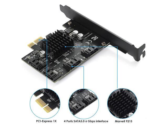 4 Port SATA 3.0 PCIe 3.0 X1 Controller Card,SATAIII 6GbpsPCI Express Expansion Card, Support SSD/HDD as System Boot Disk,Marvell...