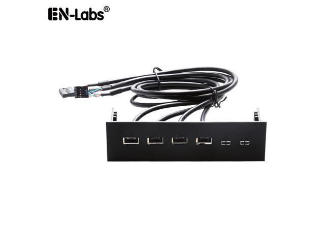 EnLabs FP525U24PL PC computer 5.25 inch 4 Ports USB 2.0 front panel USB Port Hub Splitter 60CM Dual 2 x USB 2.0 Type A Female to 9pin Cables -Black.